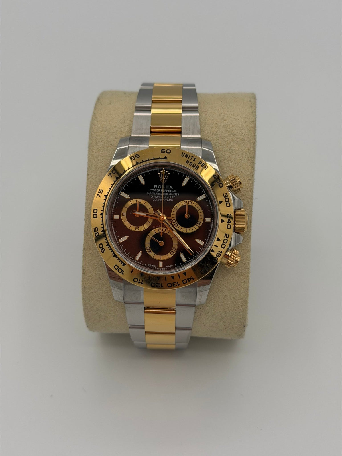 RLX Daytona TwoTone Yellow Gold Black Dial Swiss - Watch Vault Au