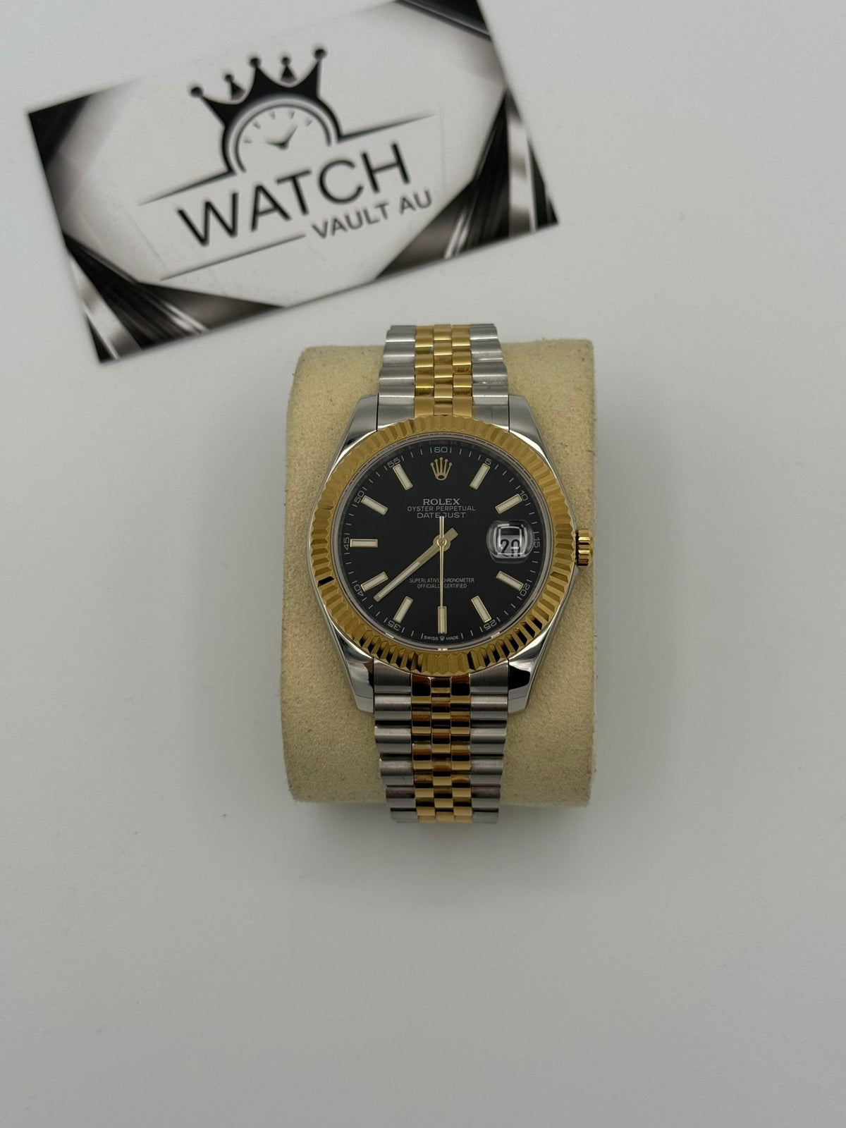 RLX Datejust TwoTone Yellow Gold Black Dial 41mm - Watch Vault Au