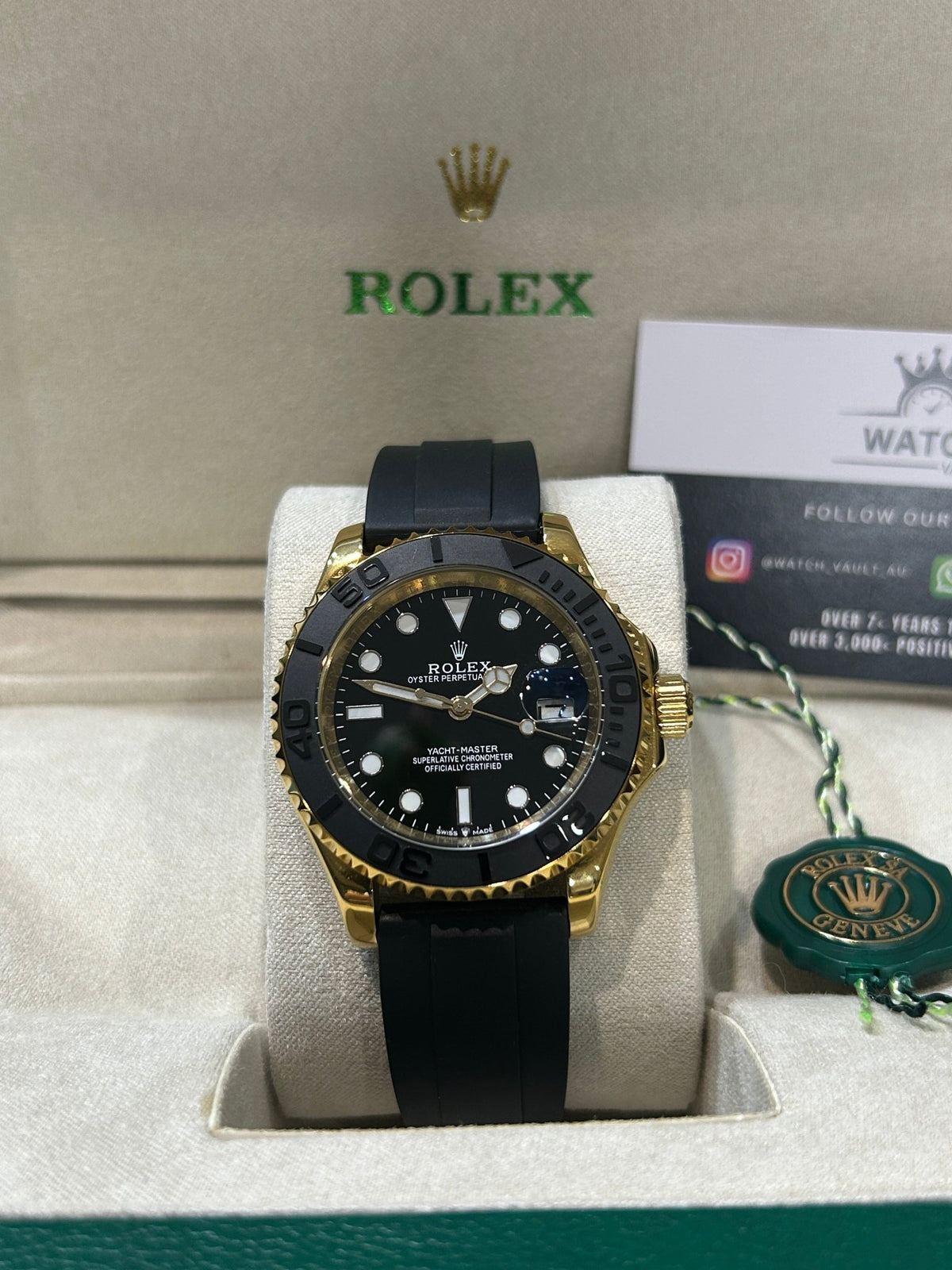 RLX Yatch Master Yellow Gold Rubber Band 40MM Swiss Grade - Watch Vault Au