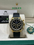 RLX Daytona Rubber Band Yellow Gold Black Dial 40mm - Watch Vault Au