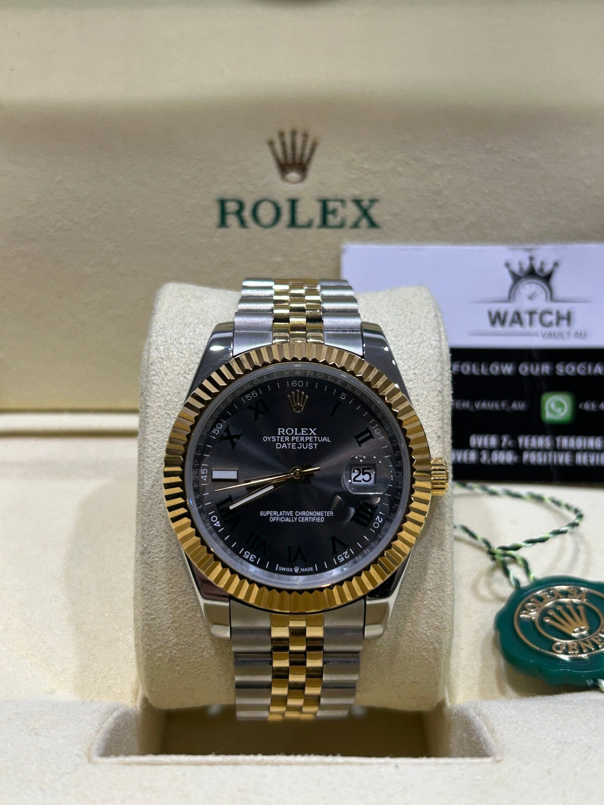 RLX Datejust Wimbeldon Two Tone Yellow Gold 41mm - Watch Vault Au