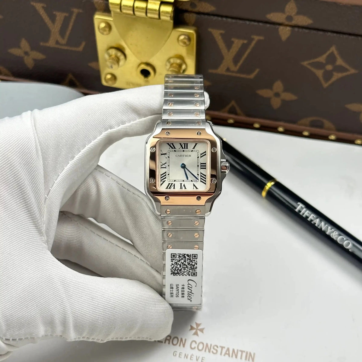 Cartier Santos Small Two Tone Rose Gold 27 × 34mm - Watch Vault Au