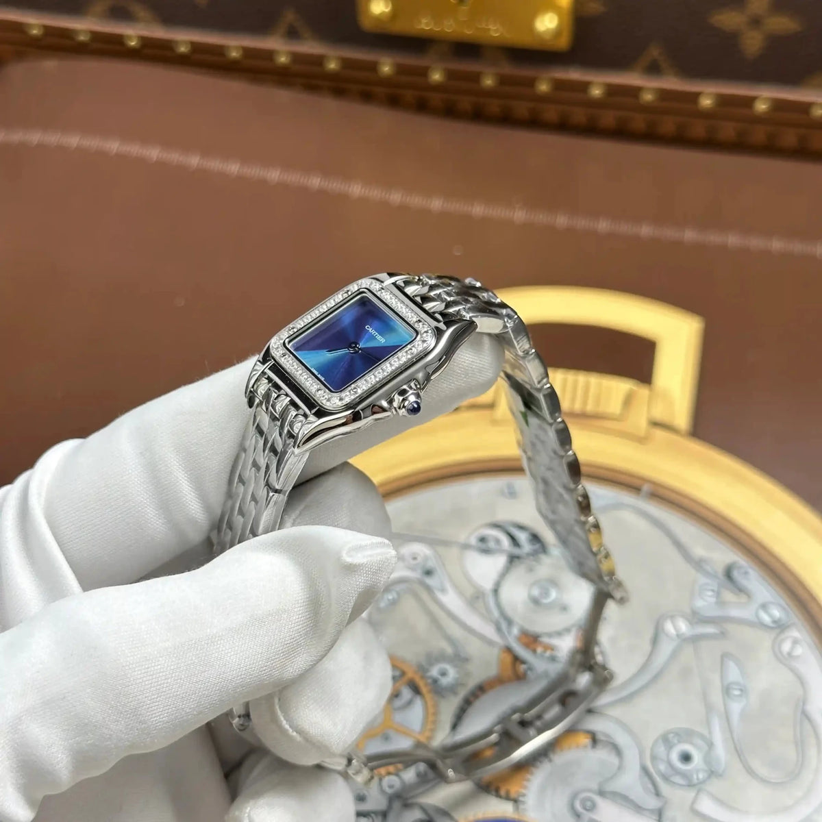 Cartier Panthère Blue Dial Crystal Bezel 23mm W4PN0013 - Watch Vault Au