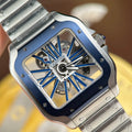 Cartier Santos Skeleton Blue Details 39mm WHSA0026 - Watch Vault Au