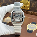 Cartier Santos Skeleton Silver Tone 39mm WHSA0015 - Watch Vault Au