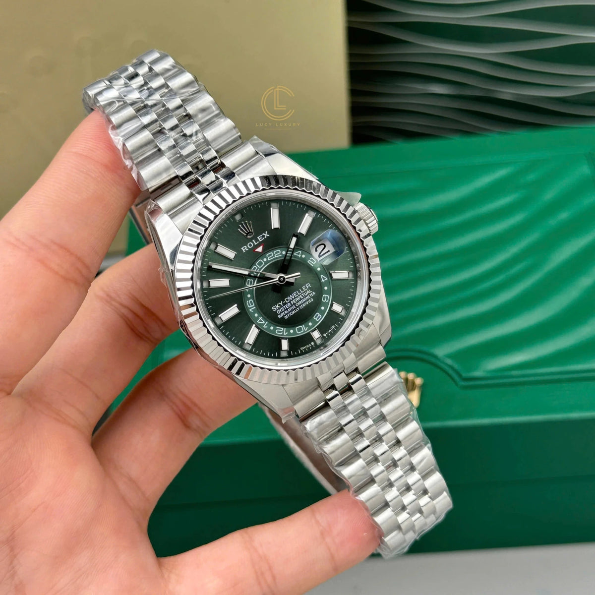 Sky-Dweller Silver Tone Green Dial 42mm - Watch Vault Au