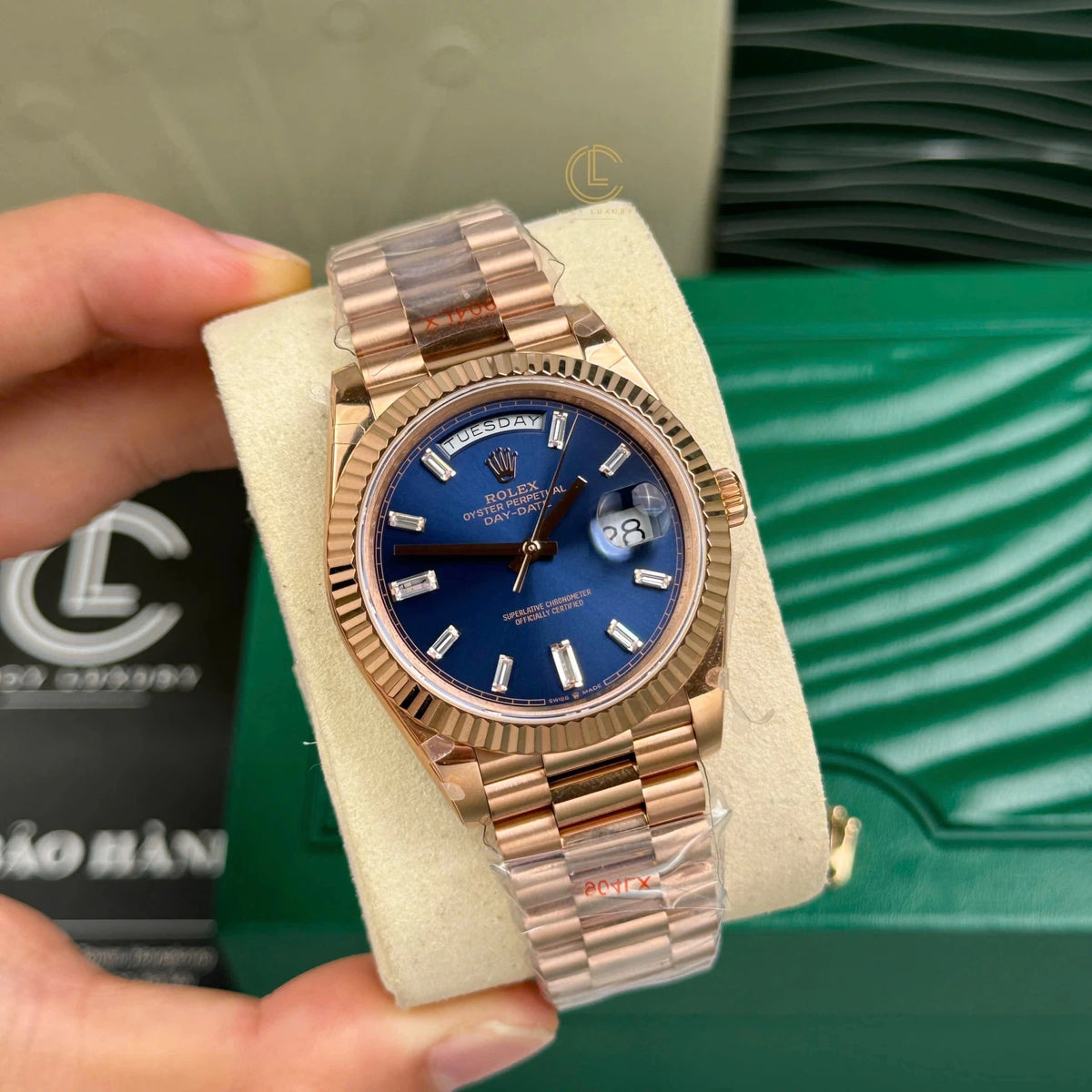 Day-Date Rose Gold Tone Blue Dial 40mm - Watch Vault Au