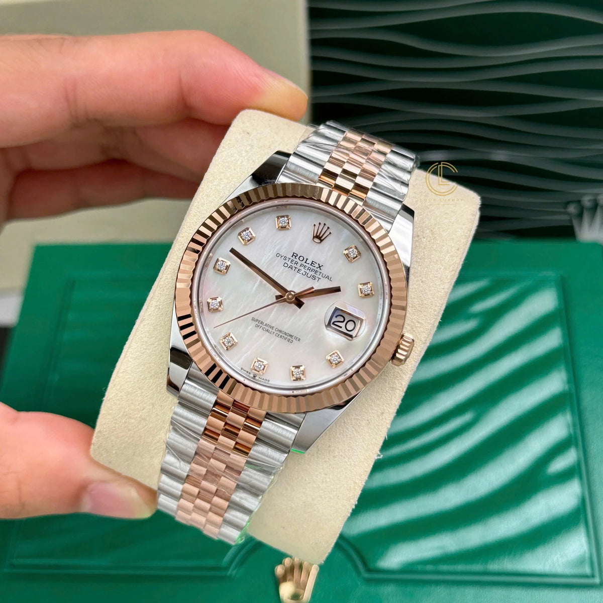 Datejust Two Tone Rose Gold Tone Mother-of-Pearl Gem-set Dial 41mm - Watch Vault Au