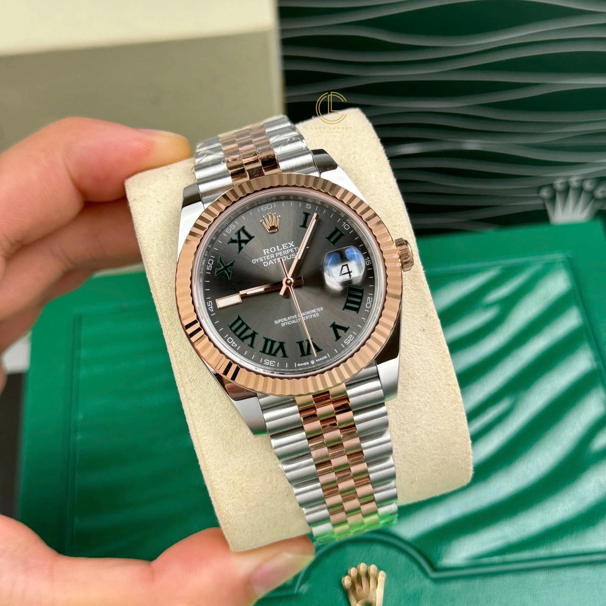 Datejust Two Tone Rose Gold Tone Wimbledon 41mm - Watch Vault Au
