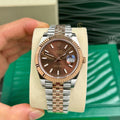 Datejust Two Tone Rose Gold Tone Chocolate Baton Dial 41mm - Watch Vault Au