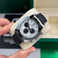 Daytona Silver Tone Meteorite Style Dial Rubber Strap 40mm - Watch Vault Au