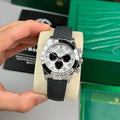 Daytona Silver Tone Arabic Dial Rubber Strap 40mm - Watch Vault Au