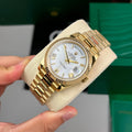Day-Date Yellow Gold Tone White Baton Dial 40mm - Watch Vault Au