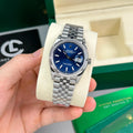 Datejust Silver Tone Blue Baton Dial 36mm - Watch Vault Au