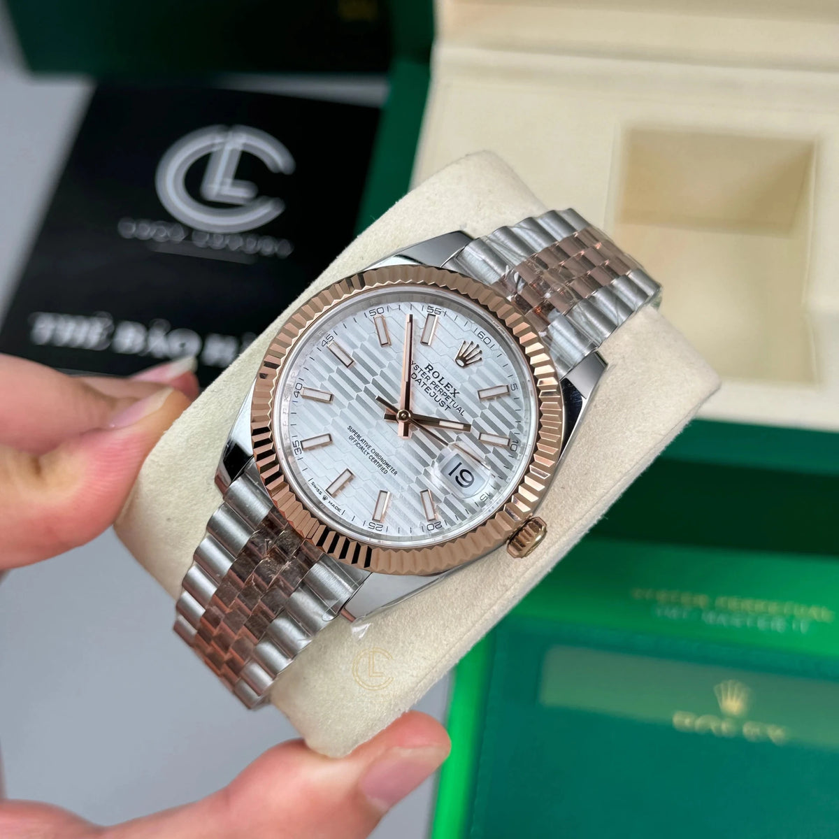 Datejust Two Tone Rose Gold Tone White Motif Dial 41mm - Watch Vault Au