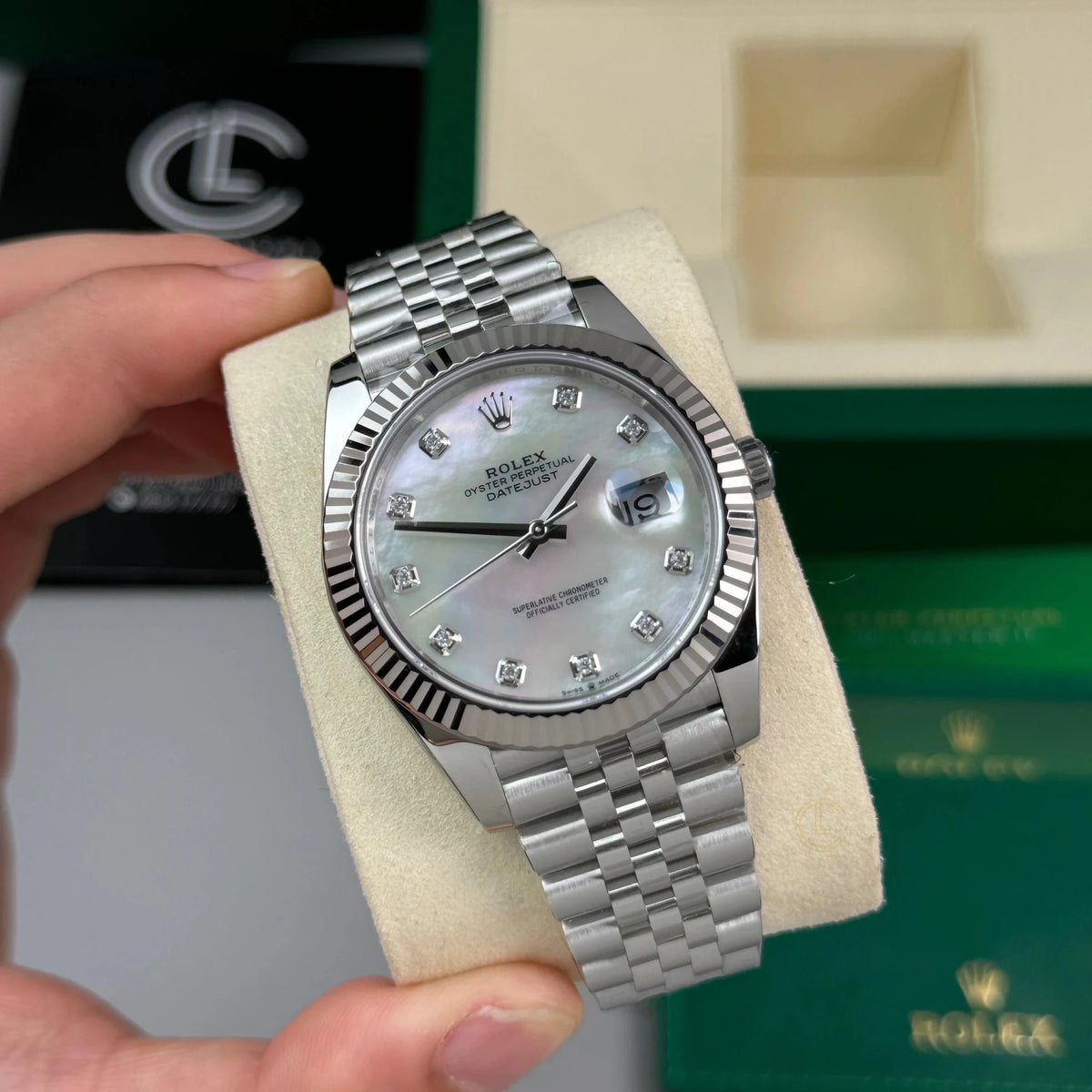 Datejust Silver Tone Mother-of-Pearl Gem-set Dial 41mm - Watch Vault Au