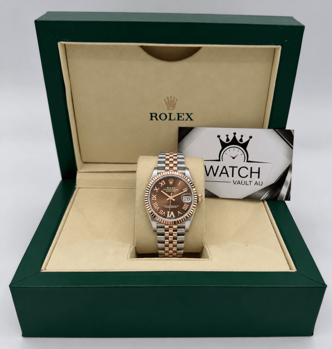 Datejust Two Tone Rose Gold Tone Chocolate Roman Dial 31mm - Watch Vault Au