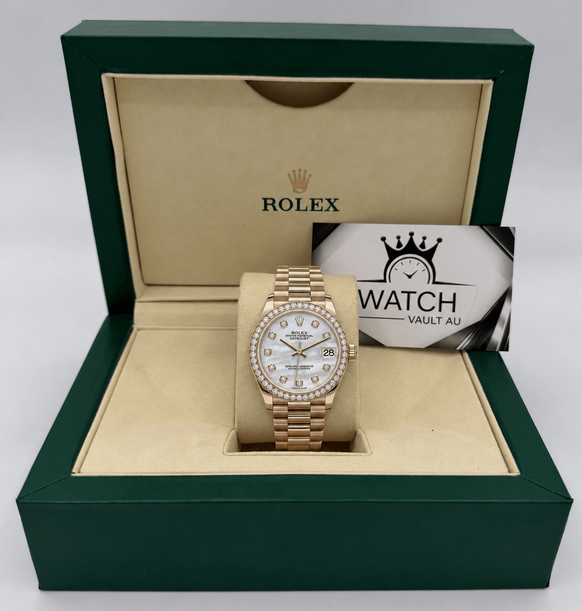 Datejust Rose Gold Tone Mother-of-Pearl Gem-set Bezel 31mm - Watch Vault Au