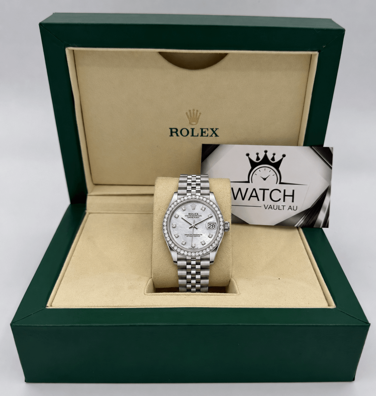 Datejust Silver Tone Mother-of-Pearl Gem-set Bezel 31mm - Watch Vault Au