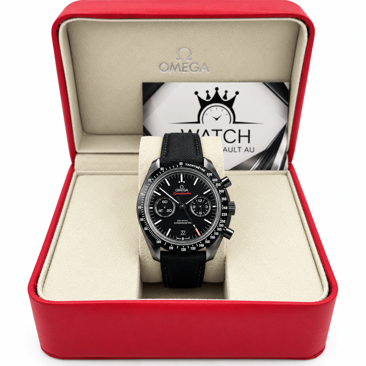 Omega Speedmaster Dark Side – Black Dial Fabric Band - Watch Vault Au