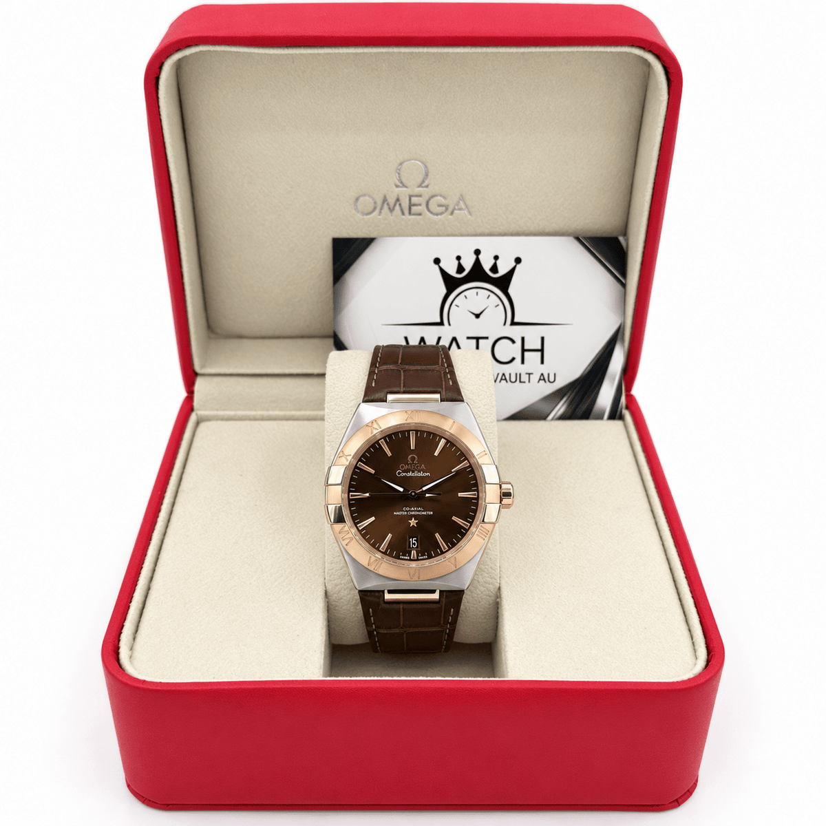 Omega Constellation – Two Tone Brown Dial Leather Band - Watch Vault Au