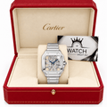Cartier Santos Skeleton Silver Tone 39mm WHSA0015 - Watch Vault Au