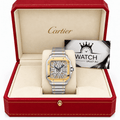 Cartier Santos Skeleton Two Tone Yellow Gold 39.8mm WHSA0012 - Watch Vault Au