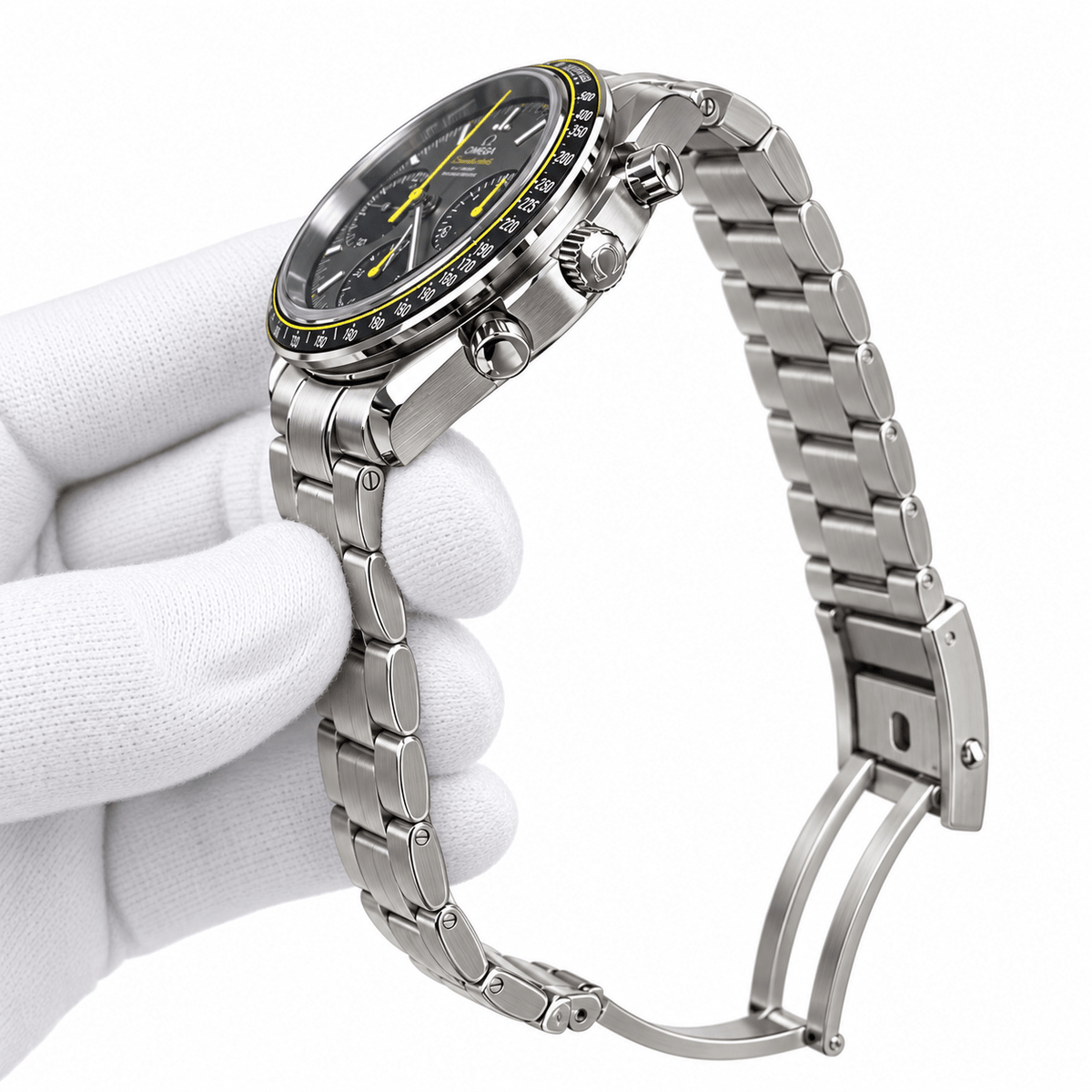 Omega Speedmaster Racing – Grey Dial Yellow Accents Stainless Steel - Watch Vault Au