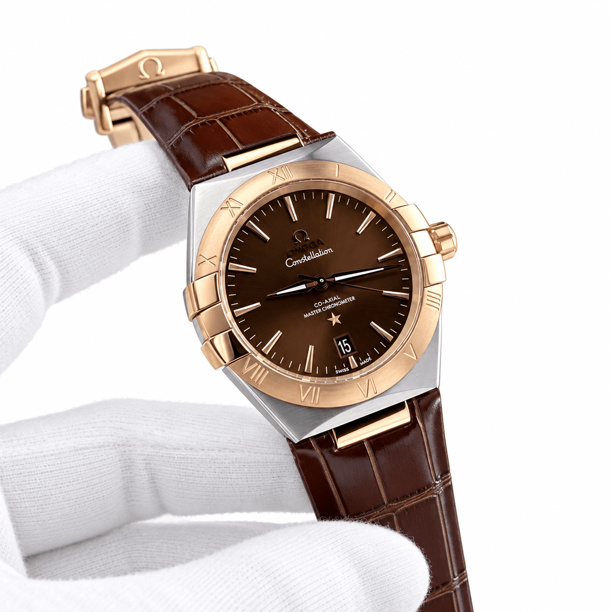 Omega Constellation – Two Tone Brown Dial Leather Band - Watch Vault Au