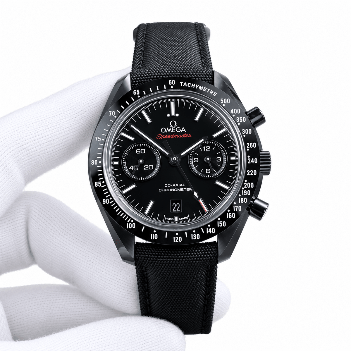 Omega Speedmaster Dark Side – Black Dial Fabric Band - Watch Vault Au