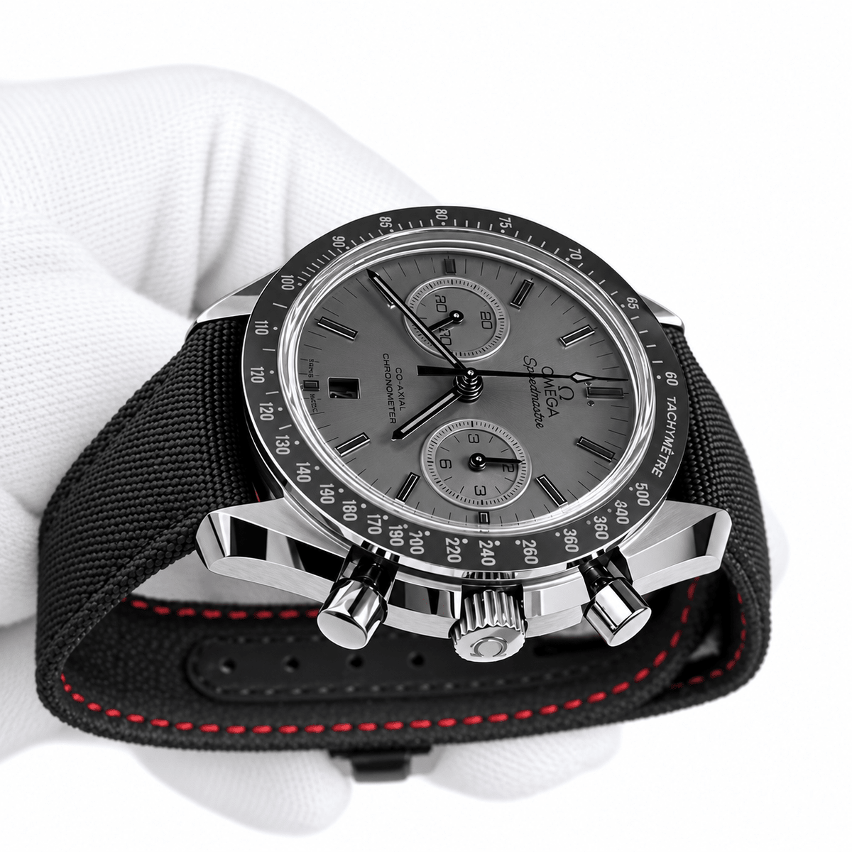 Omega Speedmaster Dark Side – Black Black Fabric Band - Watch Vault Au