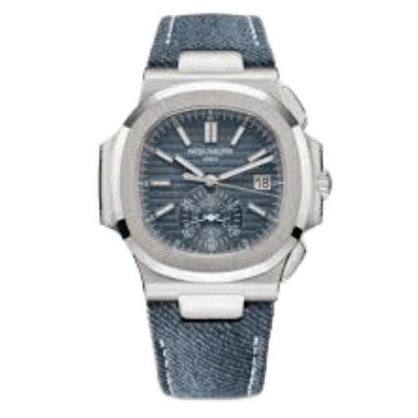 Nautilus Flyback Chronograph 5980 Blue Fabric Strap 40mm - Watch Vault Au