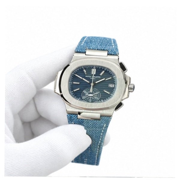 Nautilus Flyback Chronograph 5980 Blue Fabric Strap 40mm - Watch Vault Au