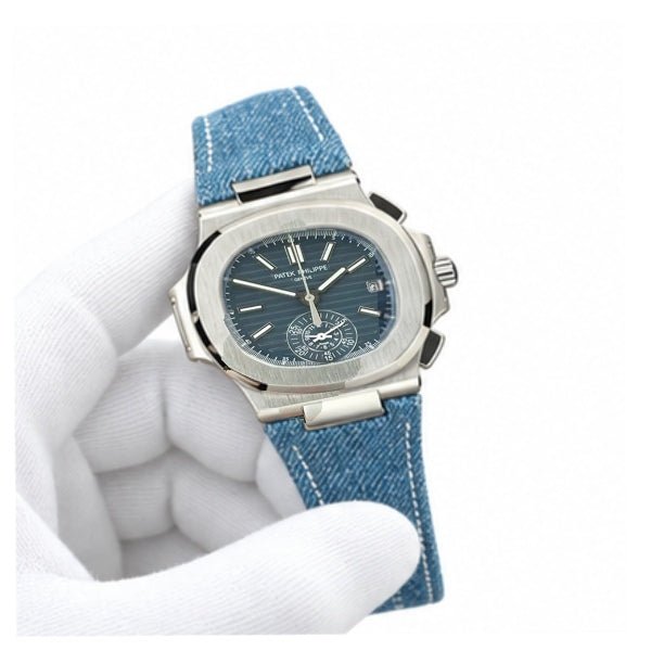 Nautilus Flyback Chronograph 5980 Blue Fabric Strap 40mm - Watch Vault Au