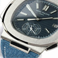Nautilus Flyback Chronograph 5980 Blue Fabric Strap 40mm - Watch Vault Au