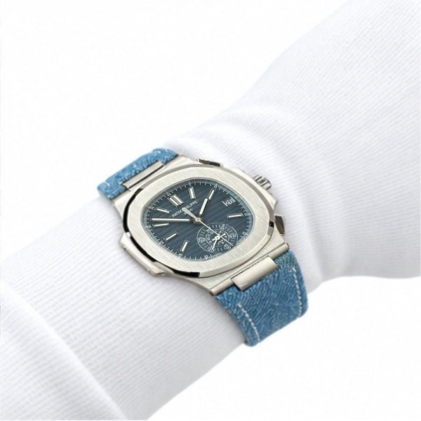 Nautilus Flyback Chronograph 5980 Blue Fabric Strap 40mm - Watch Vault Au
