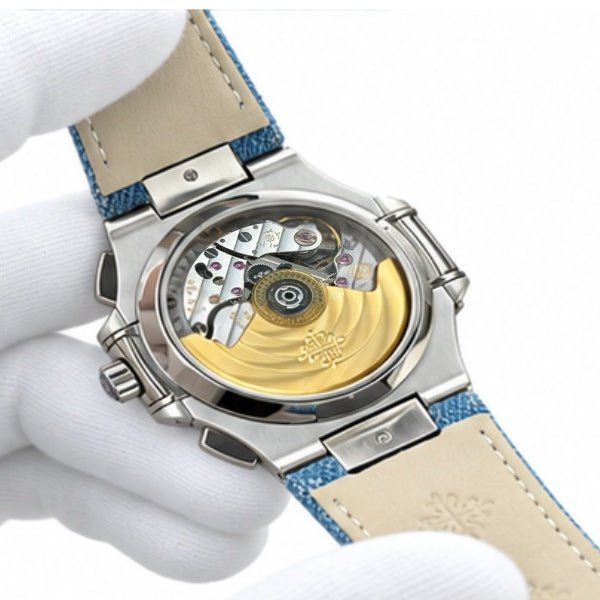 Nautilus Flyback Chronograph 5980 Blue Fabric Strap 40mm - Watch Vault Au