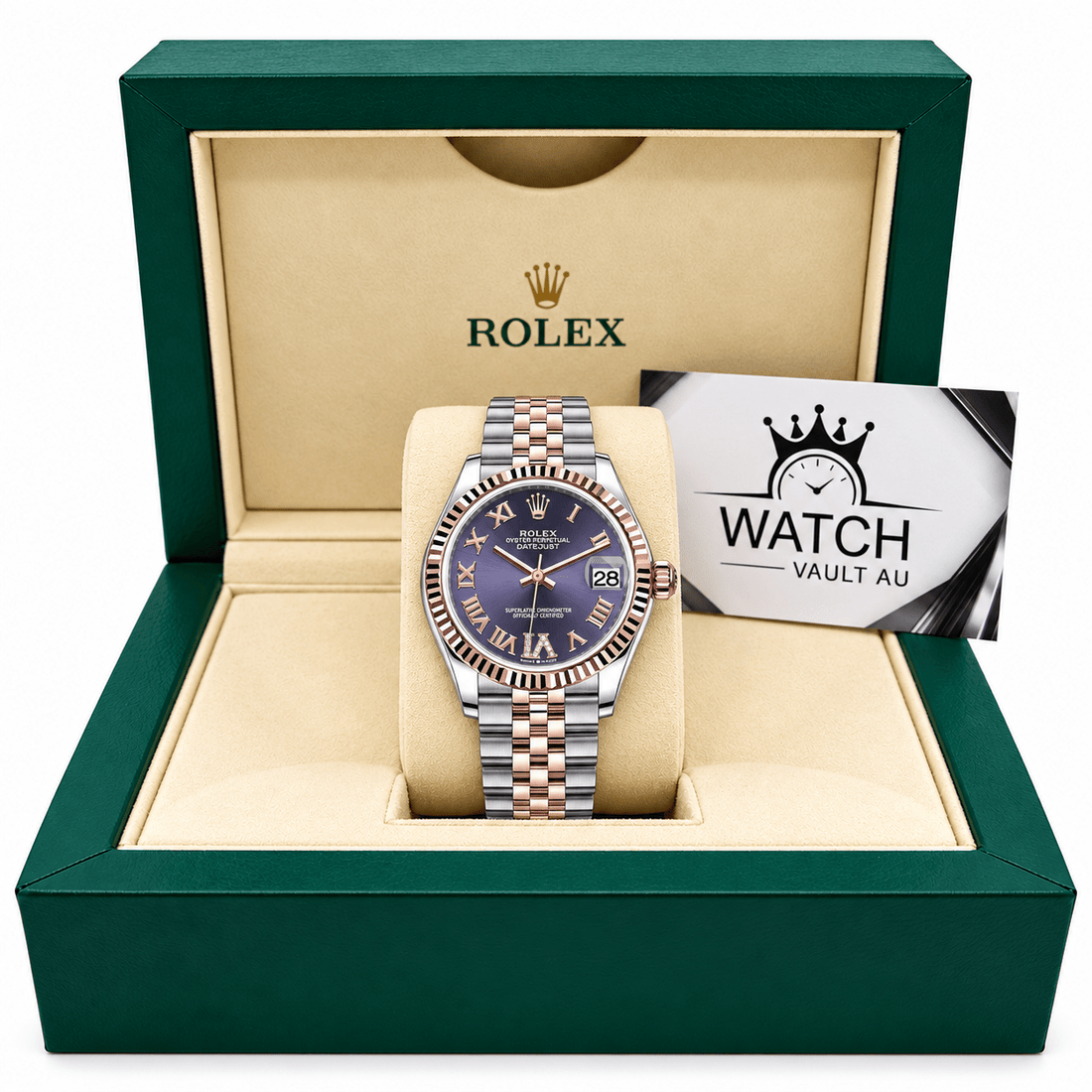 Datejust Two Tone Rose Gold Tone Blue Roman Dial 31mm - Watch Vault Au