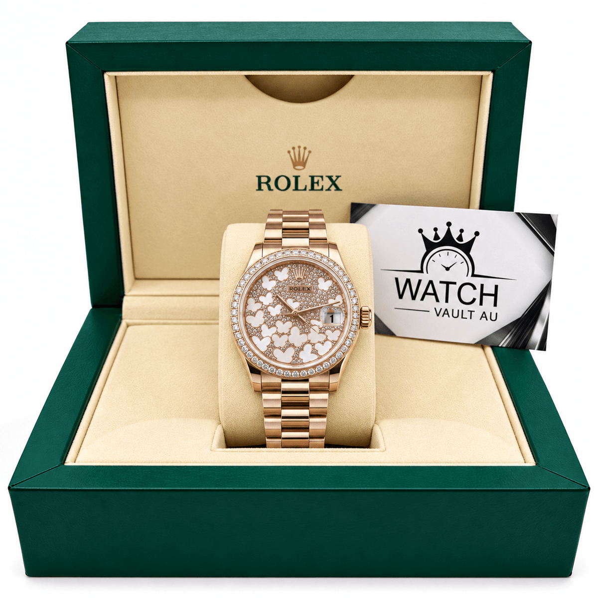 Datejust Rose Gold Tone Floral Gem-set Dial 31mm - Watch Vault Au