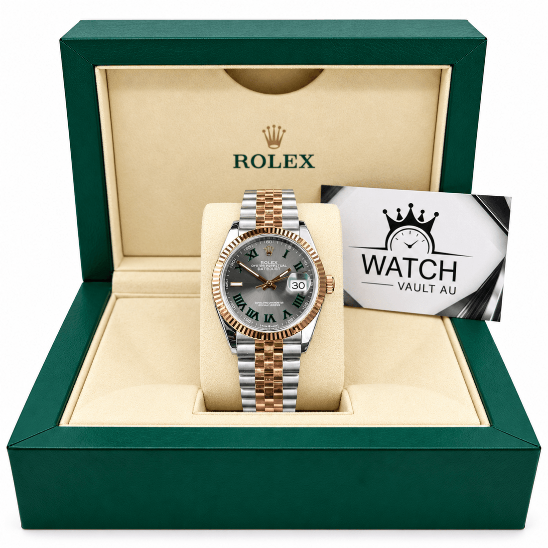 Datejust Two Tone Rose Gold Tone Grey Roman Dial 31mm - Watch Vault Au