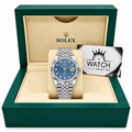 Datejust Silver Tone Blue Palm Dial 36mm - Watch Vault Au