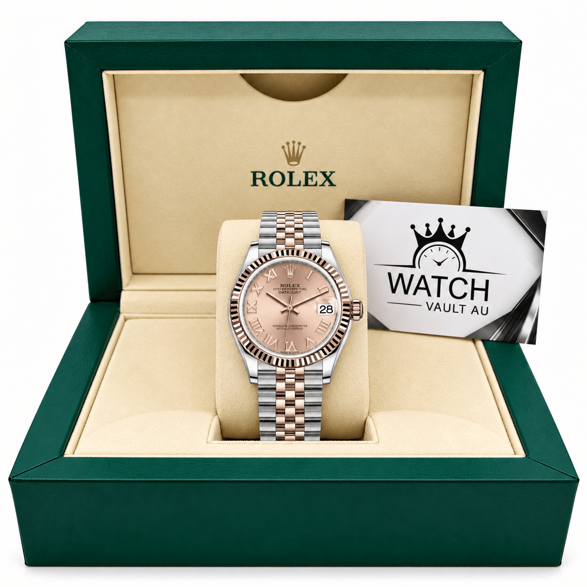Datejust Two Tone Rose Gold Tone Pink Roman Dial 31mm - Watch Vault Au