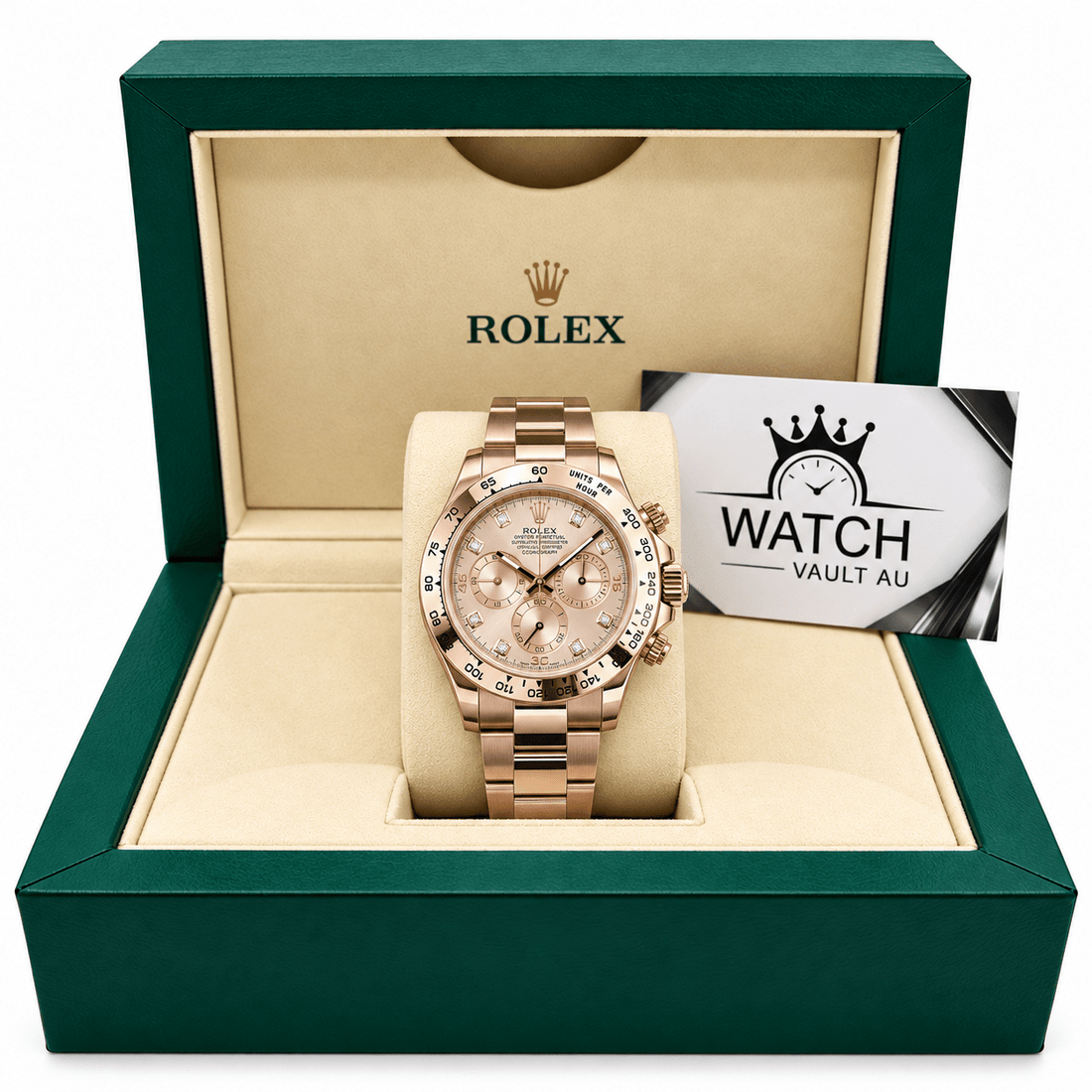 Daytona Rose Gold Tone Sundust Gem-set Dial 40mm - Watch Vault Au