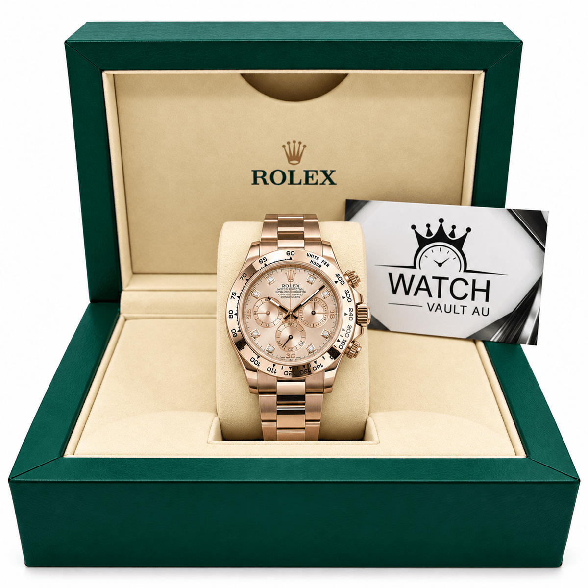 Daytona Rose Gold Tone Sundust Gem-set Dial 40mm - Watch Vault Au