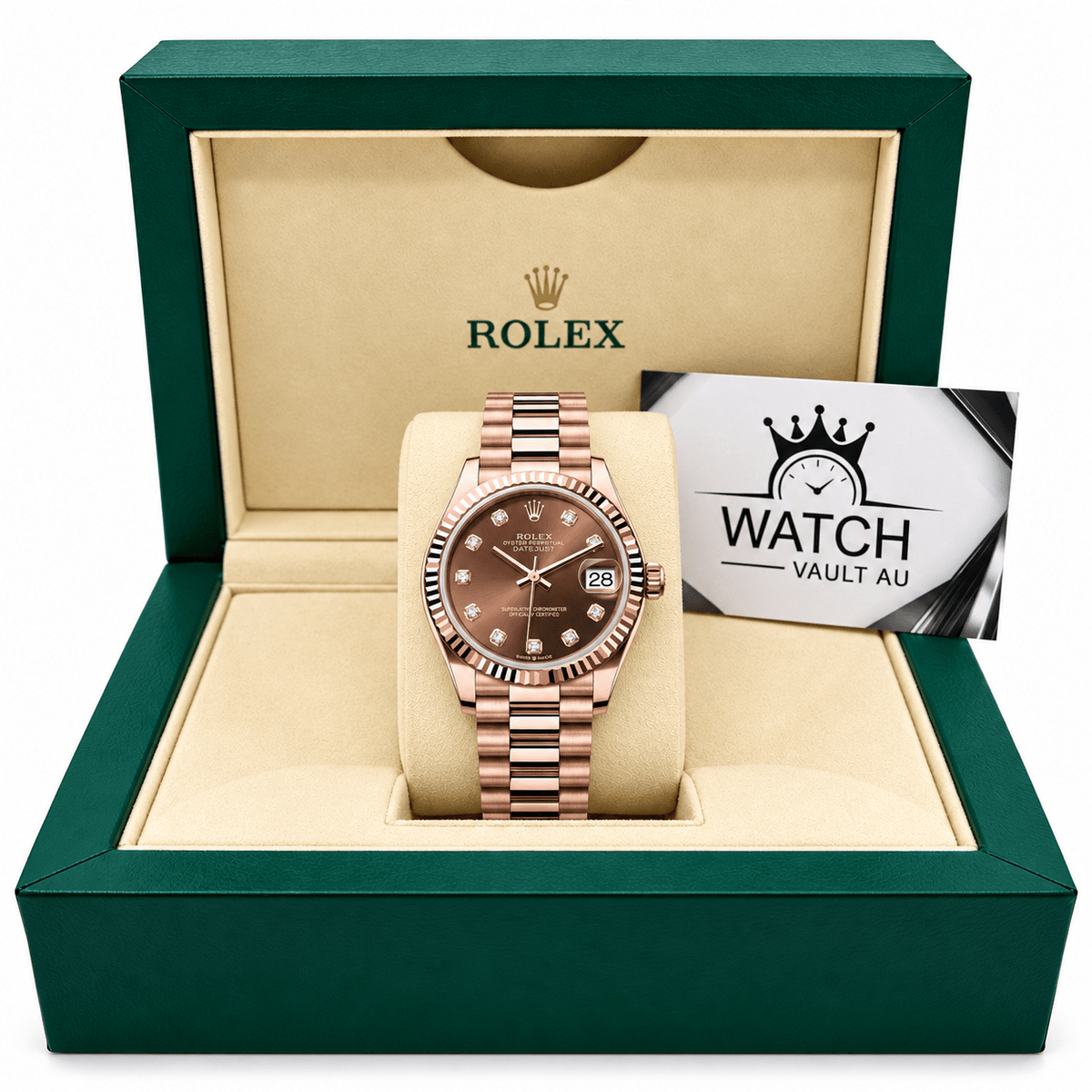 Datejust Rose Gold Tone Chocolate Roman Dial 31mm - Watch Vault Au