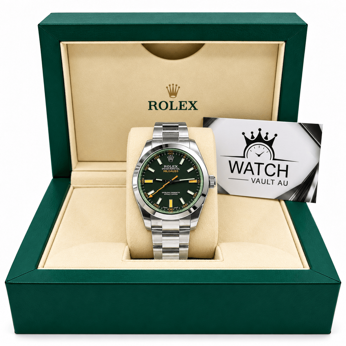 Milgauss Black Dial Green Crystal Style 40mm - Watch Vault Au