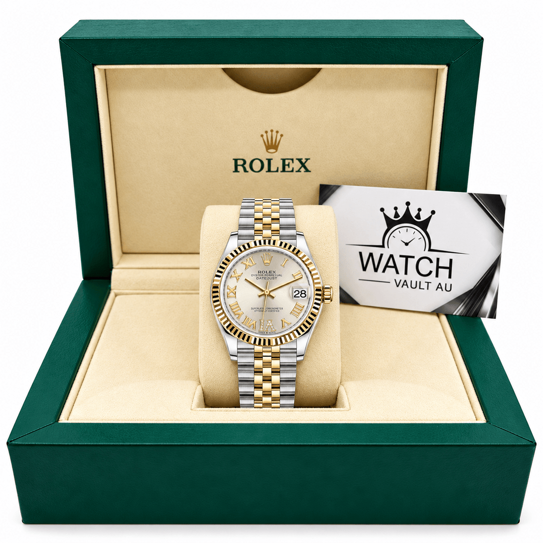 Datejust Two Tone Yellow Gold Tone Silver Roman Dial 31mm - Watch Vault Au