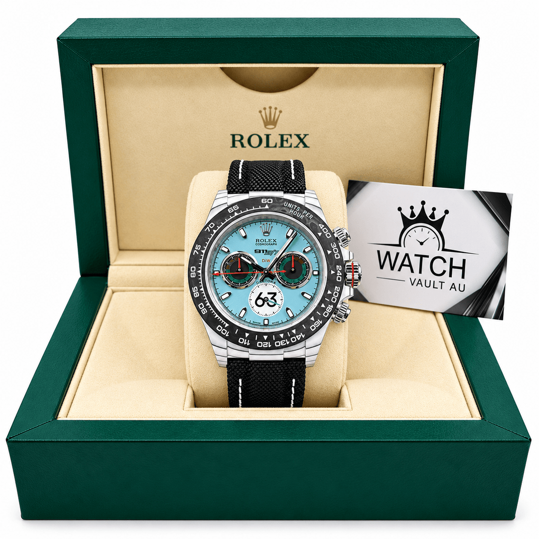 Daytona DiW Porsche Ice Blue Carbon Style 40mm - Watch Vault Au