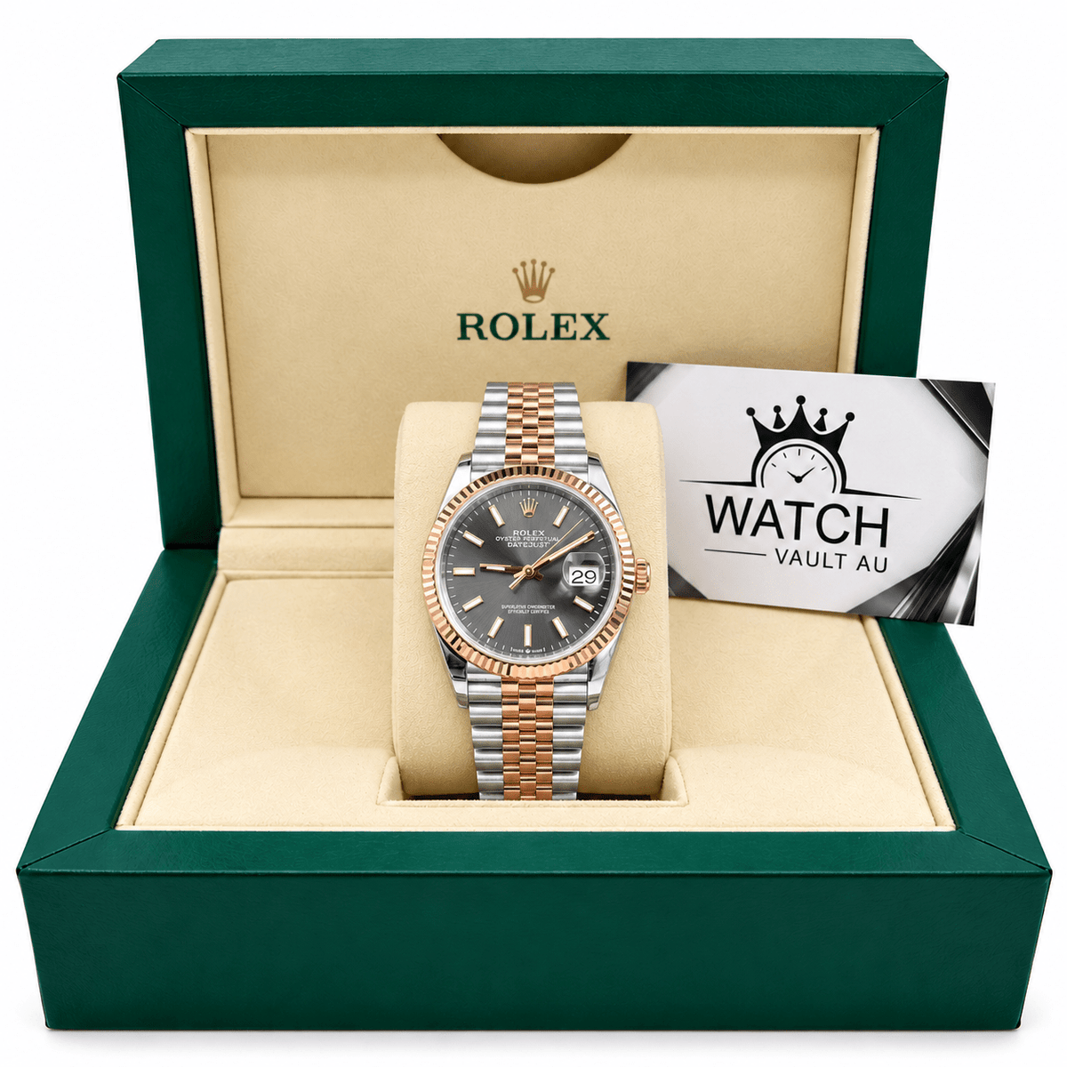 Datejust Two Tone Rose Gold Tone Grey Dial 36mm - Watch Vault Au