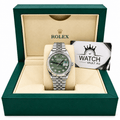 Datejust Silver Tone Green Palm Dial 36mm - Watch Vault Au